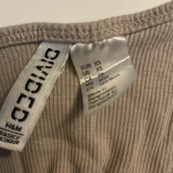 beige Ribbed Crop Top - Picture 2 of 2